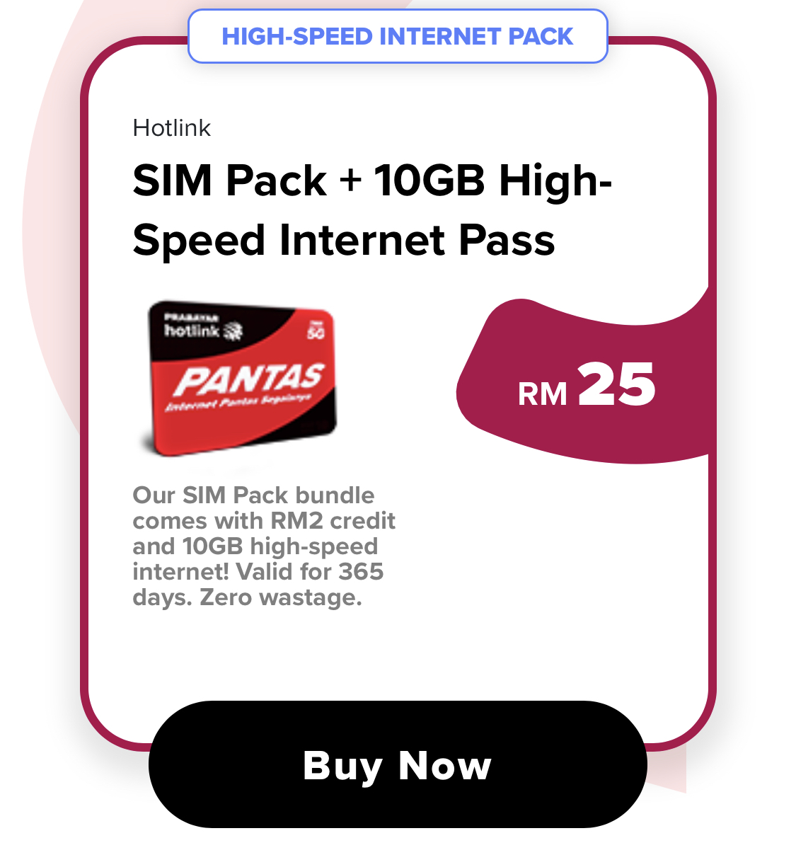 Pek Prabayar Hotlink Pantas kini ditawarkan- 20GB Internet pada harga RM 30 sahaja dan sah setahun 12