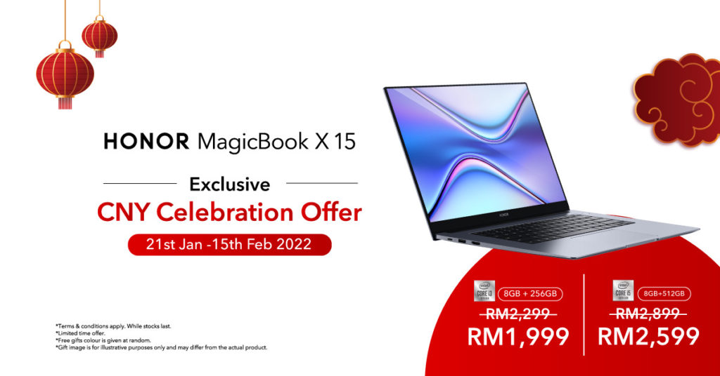 Nikmati diskaun bernilai RM 300 bagi pembelian HONOR MagicBook X 15 1