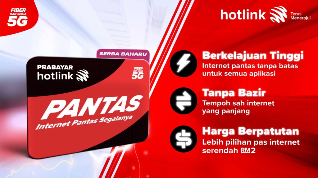 Pek Prabayar Hotlink Pantas kini ditawarkan- 20GB Internet pada harga RM 30 sahaja dan sah setahun 1