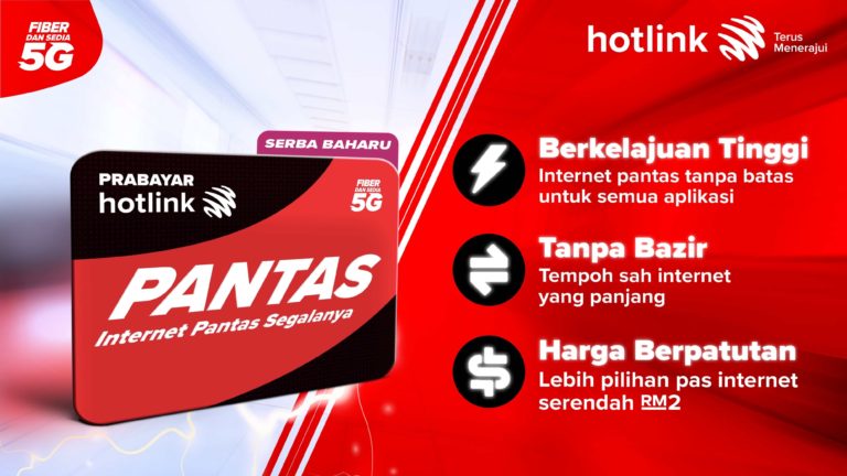 Pek Prabayar Hotlink Pantas kini ditawarkan- 20GB Internet pada harga RM 30 sahaja dan sah setahun 6
