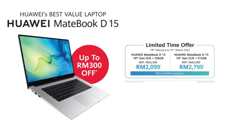 HUAWEI MateBook D15 kini ditawarkan pada harga serendah RM 2,099 sahaja 11