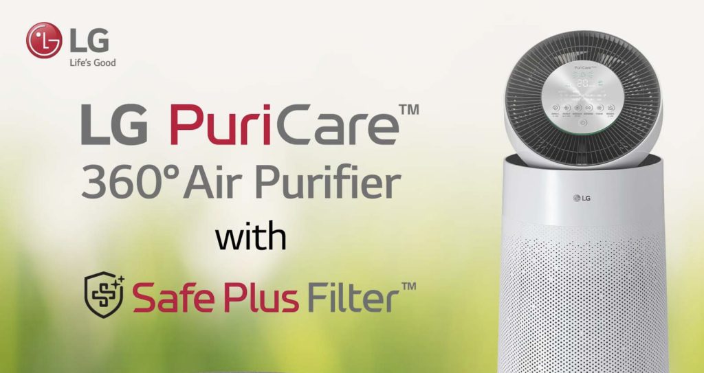 Penapis Udara LG PuriCare 360° kini dengan Safe Plus Filter yang menghapuskan sehingga 99.9% bakteria dan virus 1