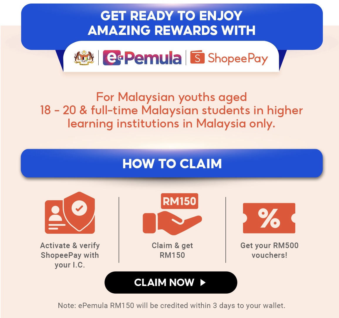 Tebus kredit ePemula RM 150 di ShopeePay dan nikmati ganjaran tambahan bernilai RM 500 8