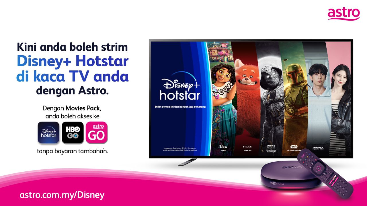 Disney+ Hotstar kini boleh di strim terus pada TV melalui Astro Ultra Box 5