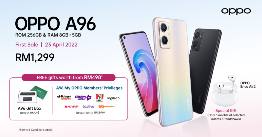 OPPO A96 akan mula dijual pada 23 April - beli di roadshow untuk ganjaran berganda 1