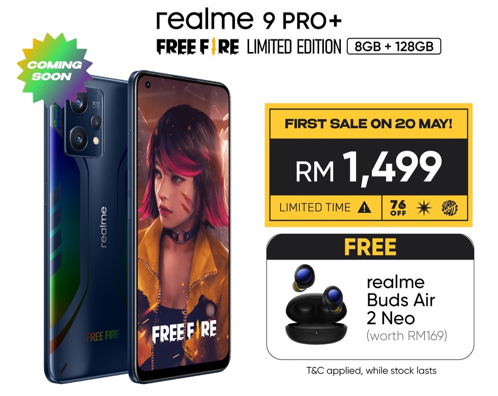 realme 9 Pro+ FreeFire Limited Edition kini rasmi di Malaysia pada harga RM 1,499 9