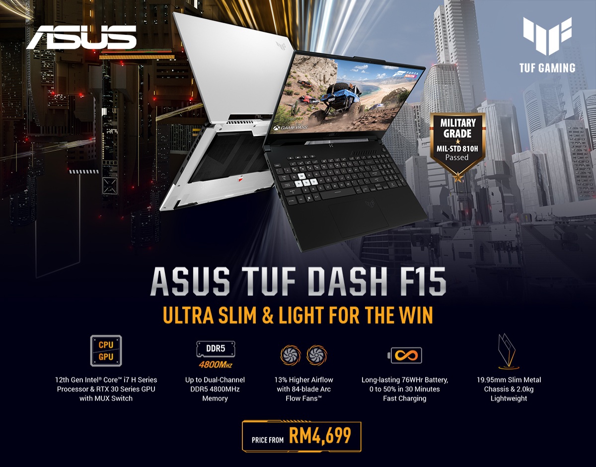 Komputer Riba Gaming ASUS TUF Dash F15 kini rasmi di Malaysia pada harga dari RM 4,699 7