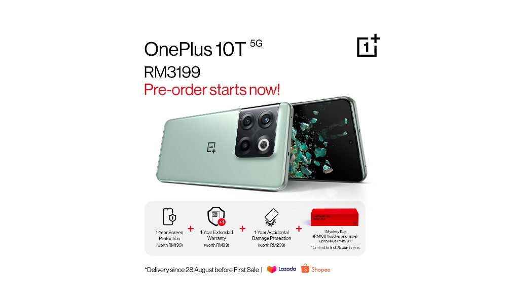 OnePlus 10T 5G akan ditawarkan pada harga RM 3,199 - pra-tempahan kini di buka 1