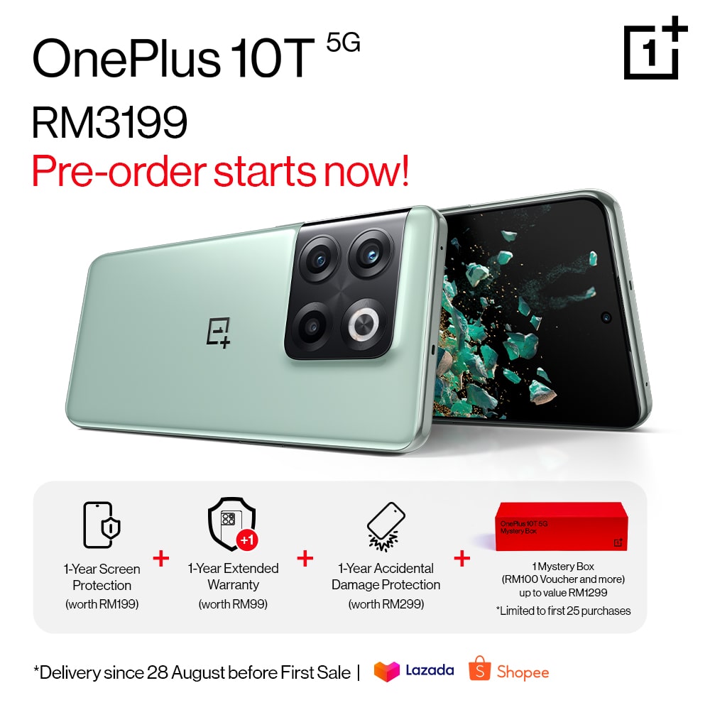 OnePlus 10T 5G akan ditawarkan pada harga RM 3,199 - pra-tempahan kini di buka 5