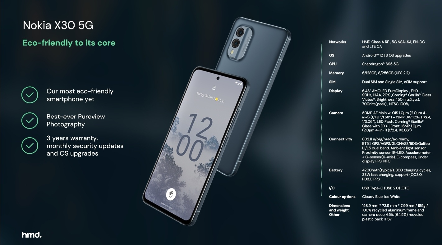 Nokia X30 5G kini rasmi - telefon pintar mesra alam dengan cip Snapdragon 695 11