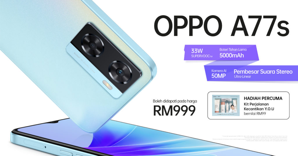 OPPO A77s dengan skrin 90Hz dan cip Snapdragon 680 kini rasmi di Malaysia - RM 999 sahaja 1