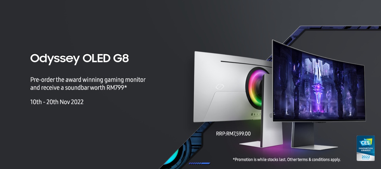 Monitor Gaming Samsung Odyssey OLED G8 dengan resolusi QHD dan kadar segar semula 175Hz kini di Malaysia - RM 5,799 5