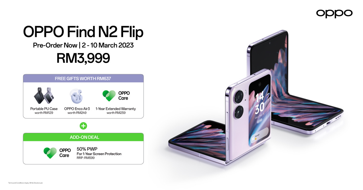 OPPO Find N2 Flip kini rasmi di Malaysia pada harga RM 3,999 4