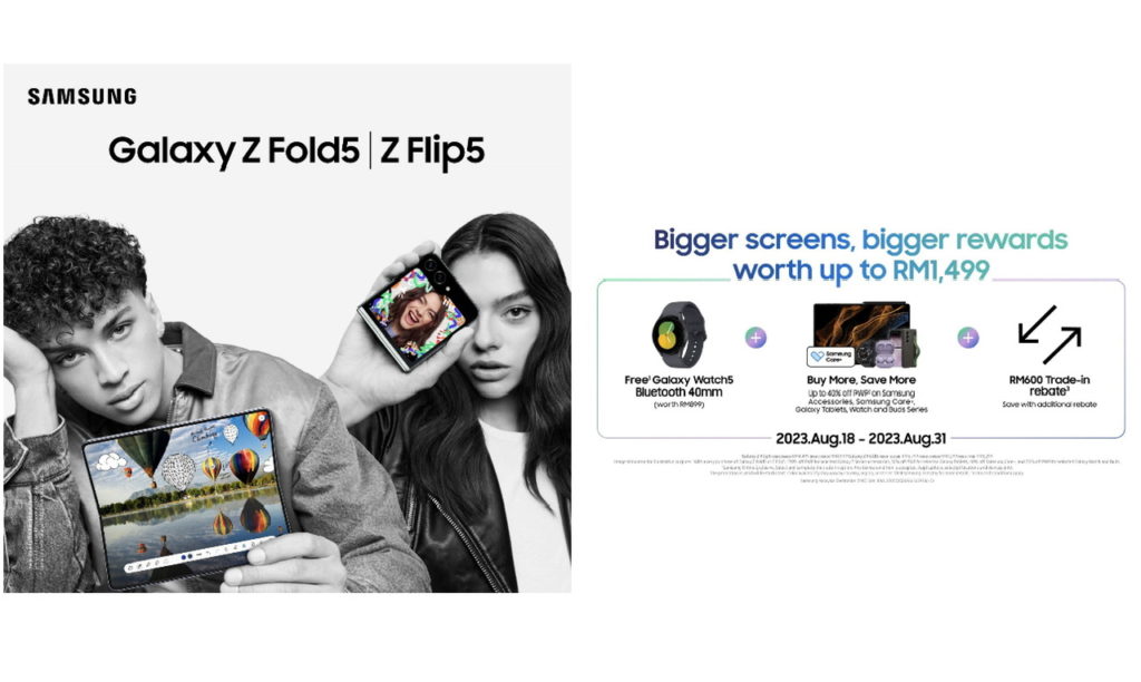 Samsung Galaxy Z Fold5 dan Z Flip5 kini ditawarkan di Malaysia - percuma Galaxy Watch5 1