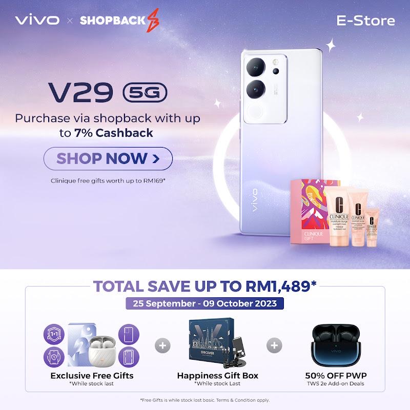 Pra-tempah vivo V29 5G melalui Shopback dan dapatkan 7% cashback 3
