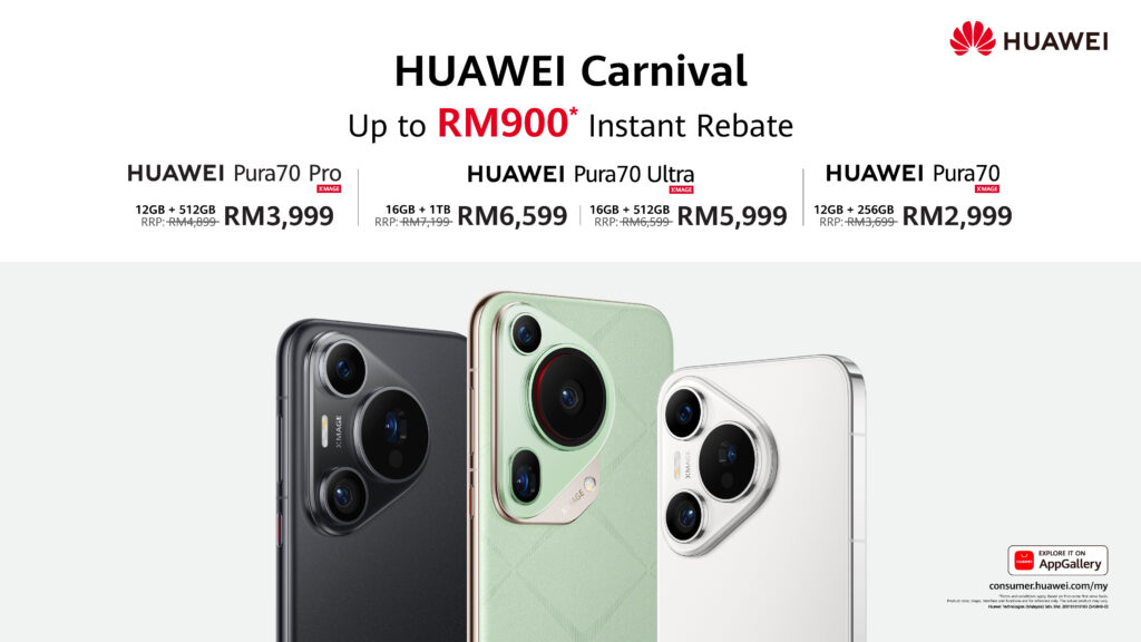 Dapatkan Rebat Sehingga RM 900 bagi pembelian HUAWEI Pura 70 Series 1