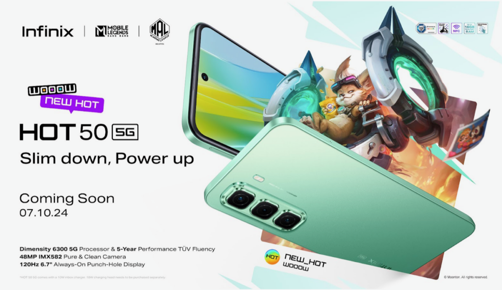 Infinix HOT 50 5G akan tiba di Malaysia pada 7 Oktober ini 1