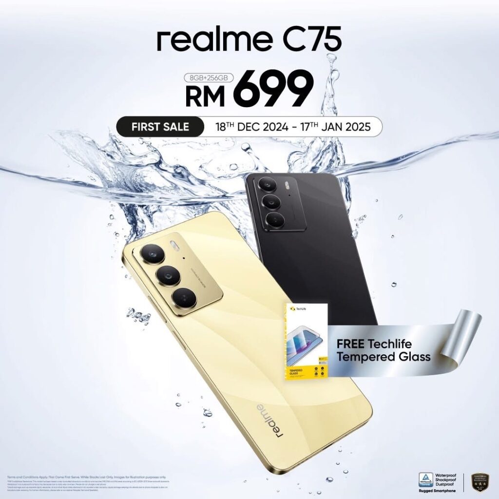 realme C75 kini rasmi di Malaysia - telefon pintar tahan lasak pertama dunia dengan pensijilan IP66, IP68 dan IP69 2