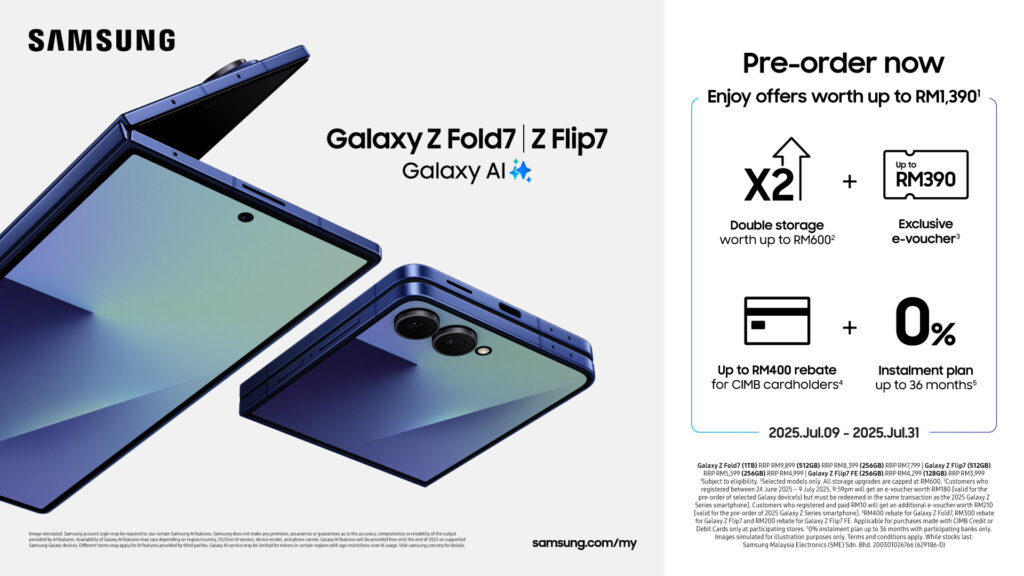 Pra-tempahan Galaxy Z Fold7 dan Z Flip7 kini dibuka di Malaysia - hadiah percuma bernilai sehingga RM 1,390 1