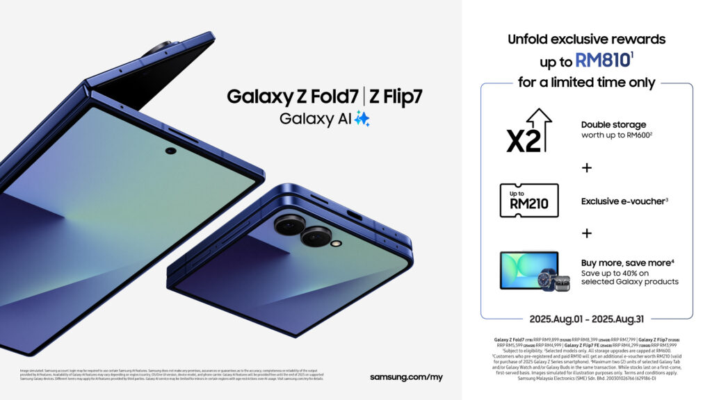 Samsung Galaxy Z Fold7, Galaxy Z Flip7 dan Galaxy Watch8 Series telah mula ditawarkan di Malaysia sejak 1 Ogos - pelbagai promosi menarik disertakan 1