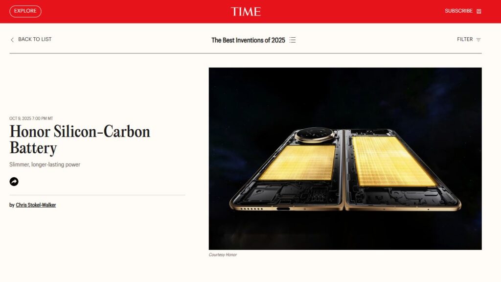 HONOR raih anugerah TIME Best Inventions 2025 bagi teknologi AI Deepfake dan bateri silikon karbon 1