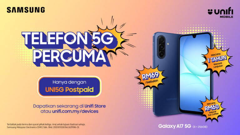 Dapatkan Samsung Galaxy A17 5G secara percuma melalui pelan Unifi Mobile 1