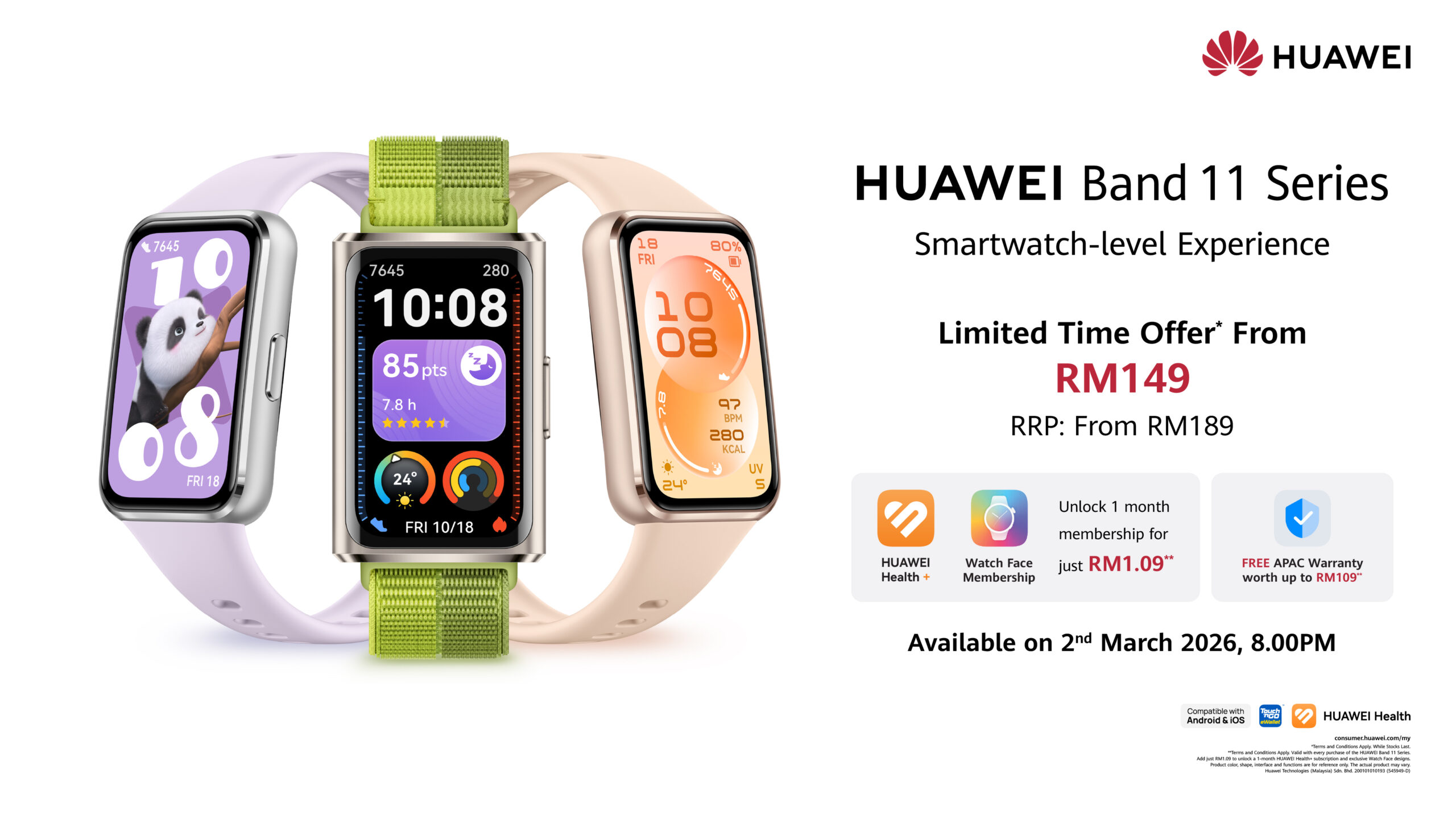 HUAWEI Band 11: Nikmati pengalaman smartwatch pada harga smart band - lengkap dengan penjejakan tidur dipertingkat serta analisis kesihatan jantung bertaraf profesional pada harga serendah dari RM 149 11 HUAWEI Band 11: Nikmati pengalaman smartwatch pada harga smart band - lengkap dengan penjejakan tidur dipertingkat serta analisis kesihatan jantung bertaraf profesional pada harga serendah dari RM 149 11