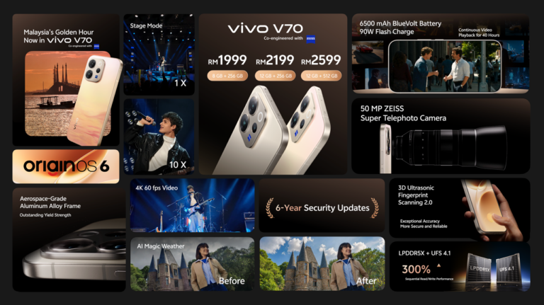 vivo V70 kini rasmi di Malaysia pada harga dari RM 1,999 1